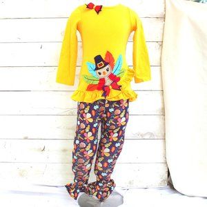 Rare Editions Thanksgiving Fall Outfit Girls Size 6 Thanksgiving Turkey